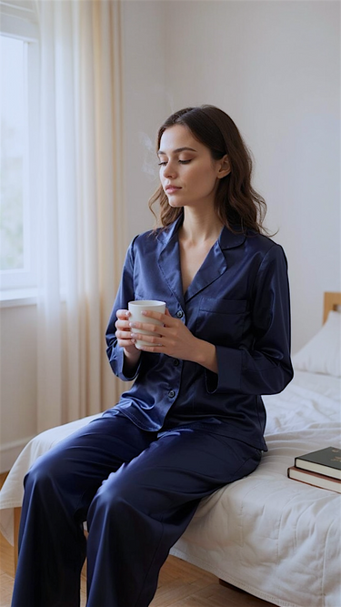Solid Navy Silk